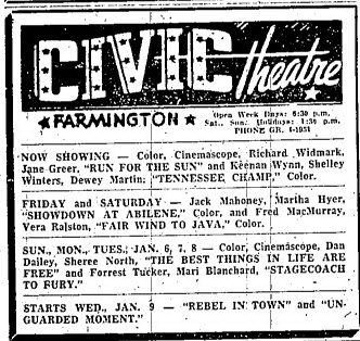 Farmington Civic Theater - 1956 Ad